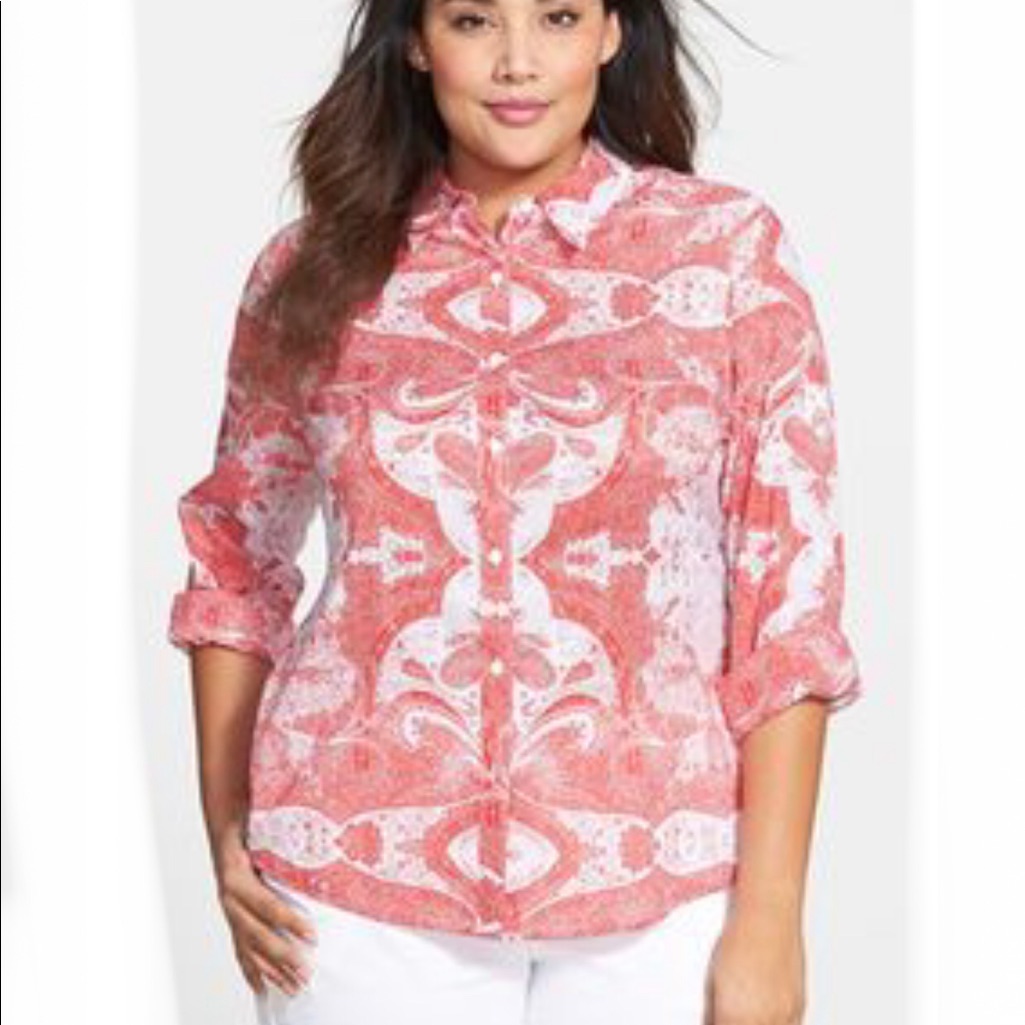 Foxcroft Wrinkle-Free, Lightweight, 3/4 Sleeve Button Down Shirt